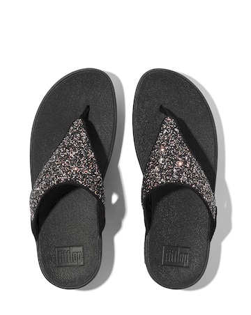 Fit Flop Black Multi Lulu Glitter Toe-Post Sandals -Standard Fit (D)