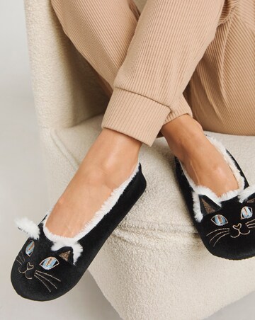 Cat Ballerina Slippers Wide E Fit Simply Comfort