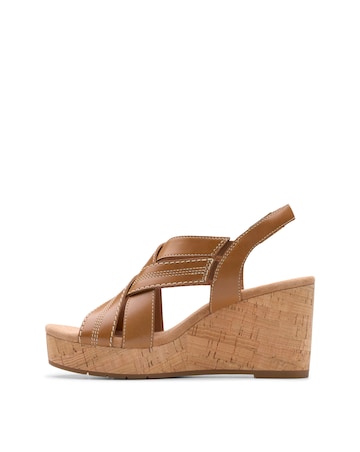 Clarks Tan Sabina Sling Wedge Sandal -Wide Fit (E)
