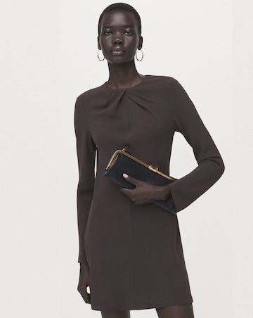 Mango Long-Sleeve Mini Dress With Draped Neck
