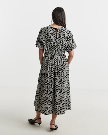 Textured Bubble Sleeve Dress