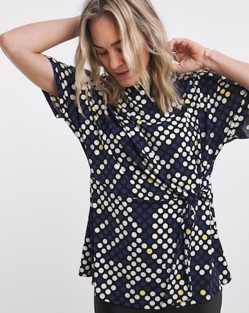 Spot Twist Drape Top