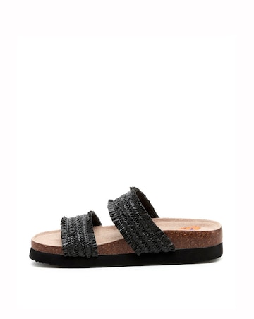 Rocket Dog Black Aruba Raffia Slider Sandals
