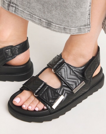 Simply Be Jess Quilted Touch and Close Sandals - Wide Fit (E)