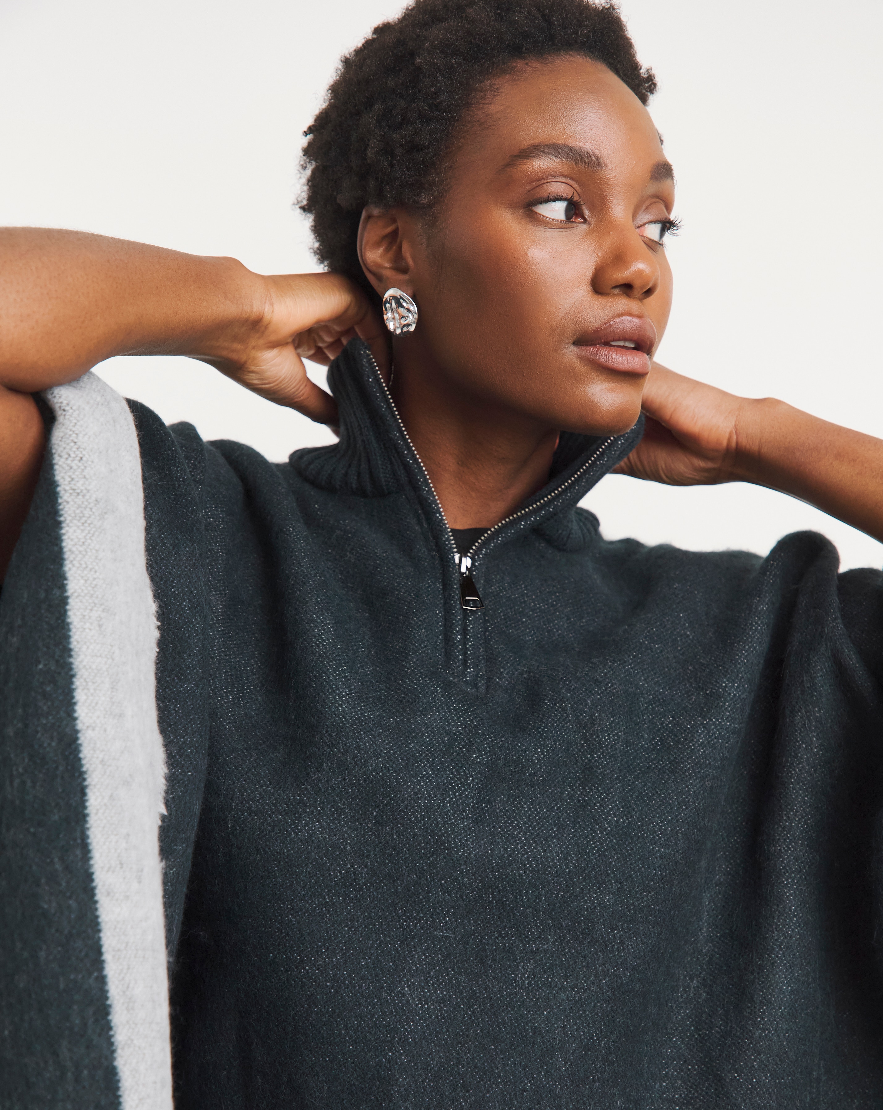 Funnel Neck Zip Up Poncho | JD Williams