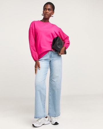 Bright Pink Broderie Sweatshirt