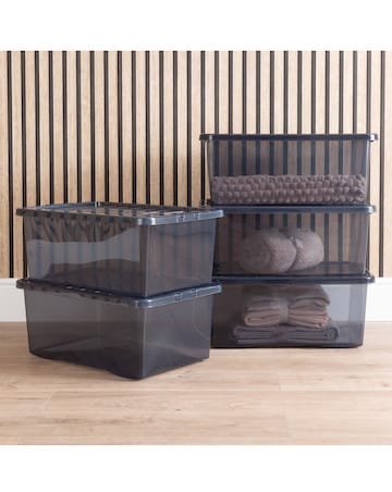 Wham Crystal 45L Grey Box And Lid 5pk