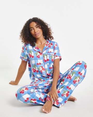 Chelsea Peers Jersey Gingham Check Short Sleeve Pyjama Set