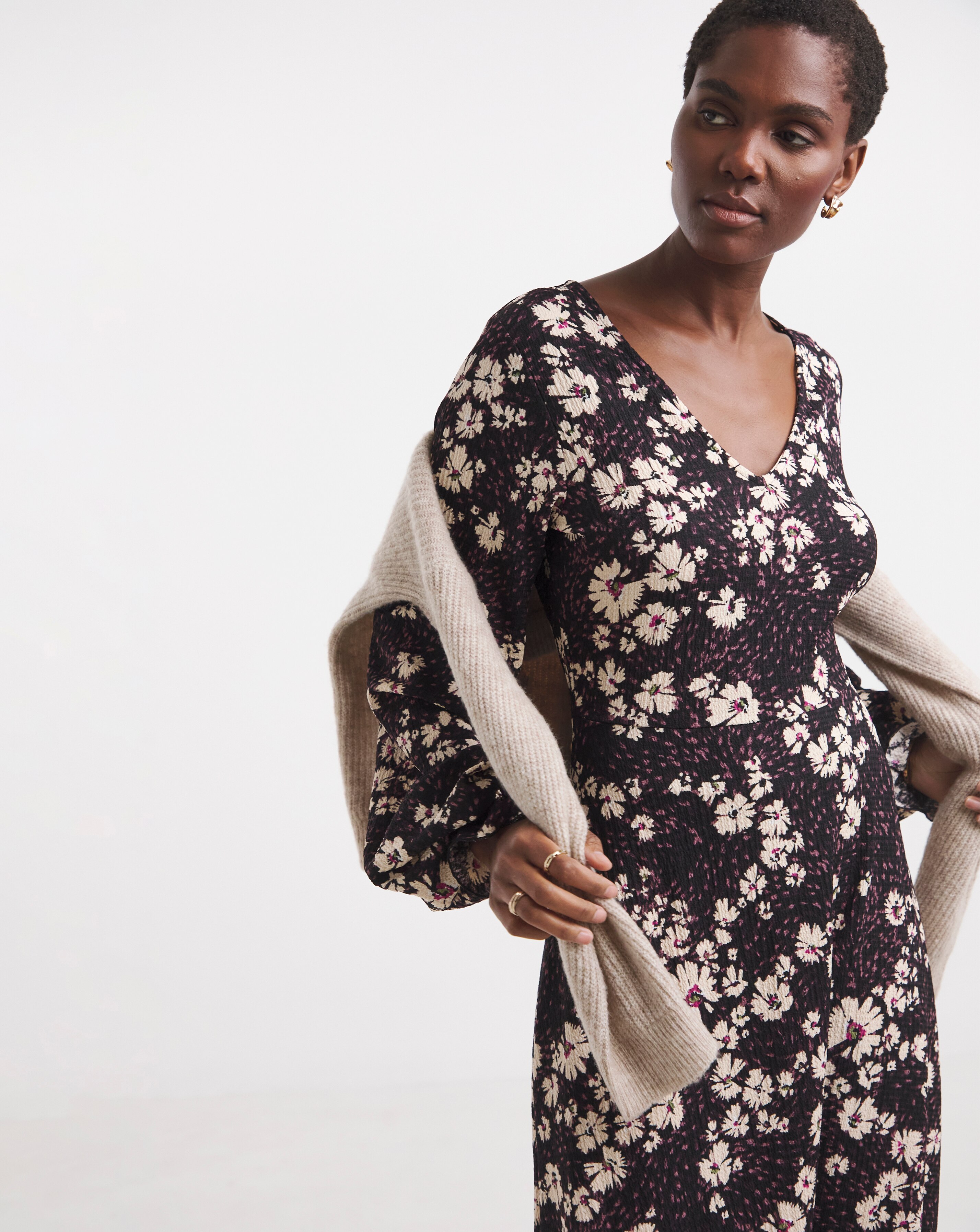 Long Sleeve Textured Jersey Tea Dress | JD Williams