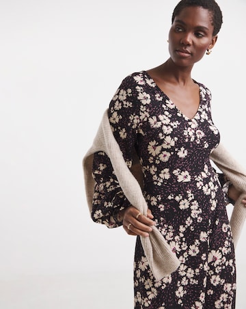 Long Sleeve Textured Jersey Tea Dress