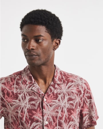 Palm Print Revere Collar Shirt