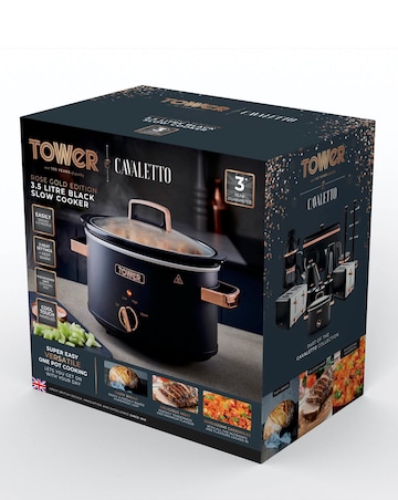 Tower Cavaletto 3.5litre Black and Rose Gold Slow Cooker