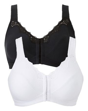 Pretty Secrets (2 Pack) Back Support Bras (B-DD) White/Black