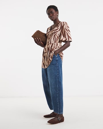 Angel Sleeve Button Front Longline Top