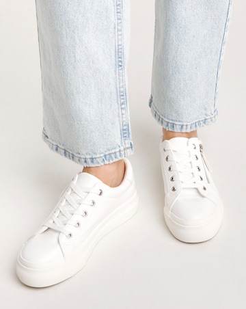 Kate Lace Up Zip Detail Chunky Trainers - Wide Fit (E)