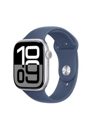Apple Watch Series 10 GPS 46mm Silver Aluminium Case with Denim Sport Band - M/L