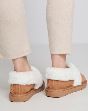Alora Suede Warm Lined Full Back Slippers - Wide Fit (E)