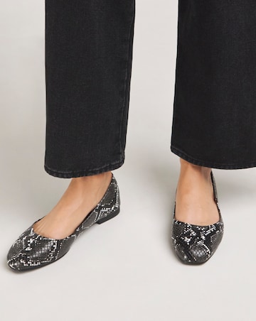 Clarice Square Toe Snake Ballerina Shoes Extra Wide EEE Fit