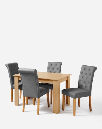 Dakota 4 Seater Dining Table with 4 Ava Button Back Chairs