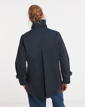 Navy Funnel Neck Trench Coat