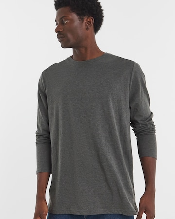 Long Sleeve Crew Neck T-Shirt Long Length- Charcoal