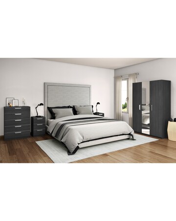 Lugo Assembled 4 Piece Bedroom Package (2xBedside, Wide Chest, 3 Door Wardrobe)