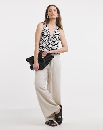 Printed V Neck Woven Vest