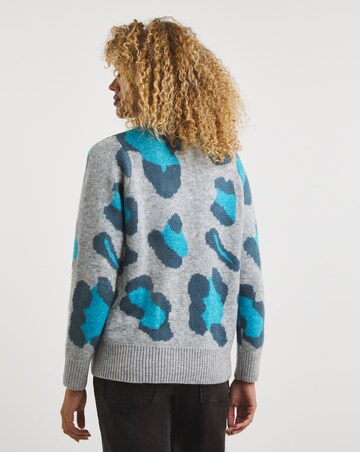 Blue Animal Pop Crew Neck Jumper