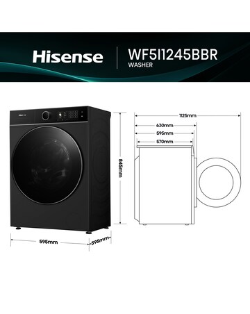 Hisense KitchenFit 5i Series WF5I1245BBR 12kg Washing Machine - Black