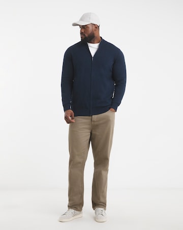 Dark Navy Zip Through Funnel Neck Knit Cardigan