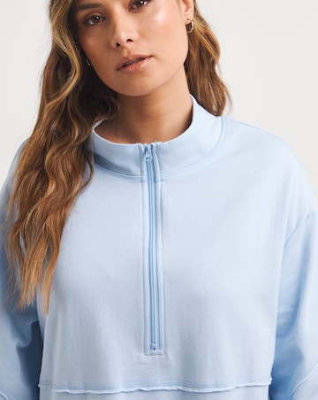 Three Quarter Zip Sweatshirt And Short Lounge Set