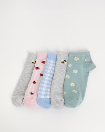 Pretty Secrets (5 Pair Pack) Trainer Liner Socks (Wide Fit) Spring