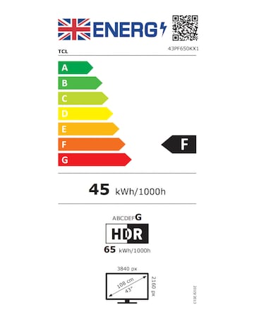 TCL 43In 43PF650K LED 4K HDR PRO Smart Fire TV with Freely