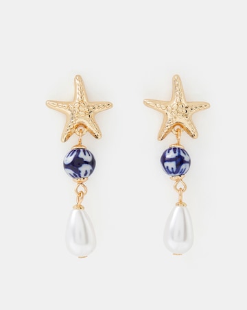 Accessorize Starfish Pearl Drop Earrings