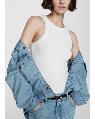 Mango Ribbed Cotton-blend top