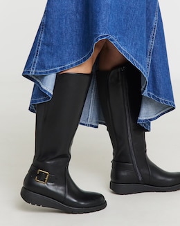 Heavenly Soles Mariah Knee High Riding Boots - Wide Fit (E) &amp; Curvy Calf