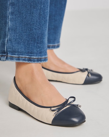 Scilla Quilted Ballerina With Toe Cap - Wide Fit (E)