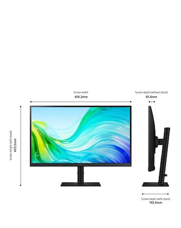 Samsung 27in ViewFinity S6 S61F 100Hz QHD Height Adjust Monitor - Black