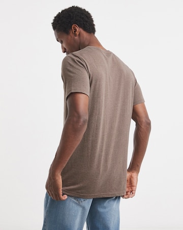Crew Neck T-Shirt Long Length- Brown Marl