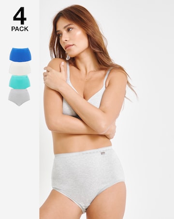 Slimma (4 Pack) Cotton Full Brief Knickers Blue Grey