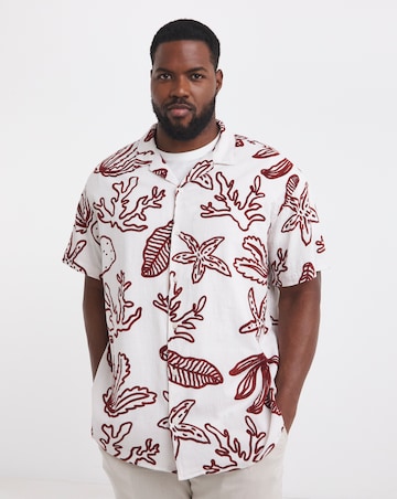 Jack & Jones Luke Textured Pattern Shirt - White/Red