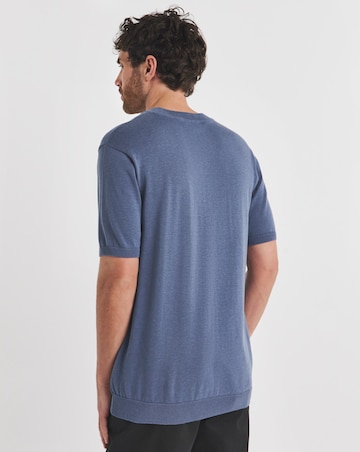 Folio Blue Knitted Crew Neck T-Shirt