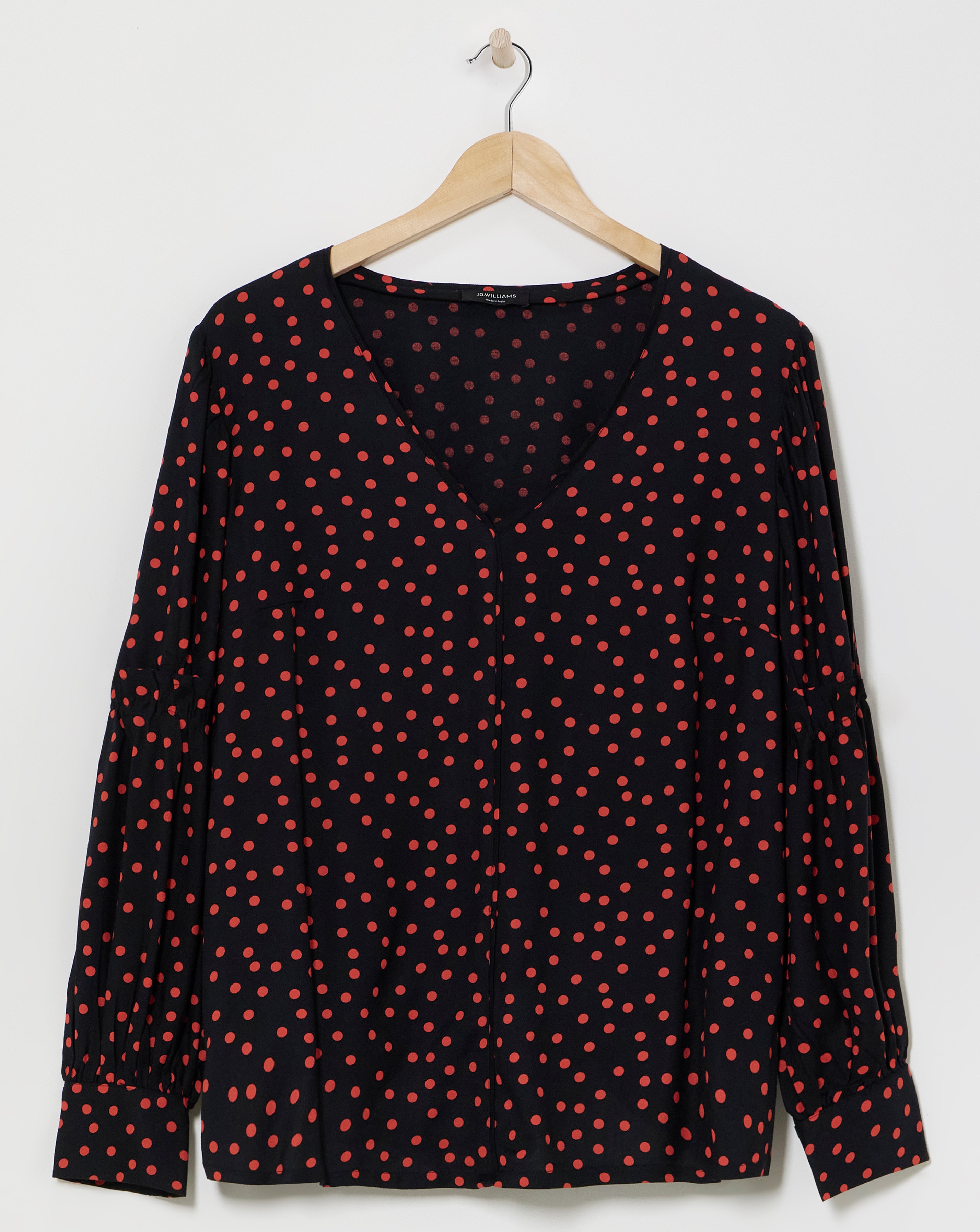 Orange Spot Volume Cuff Blouse
