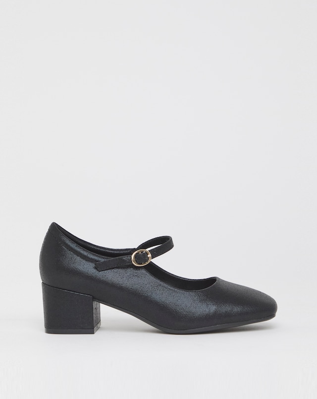 Heavenly Soles Patricia Block Heel Mary Janes - Wide Fit (E)