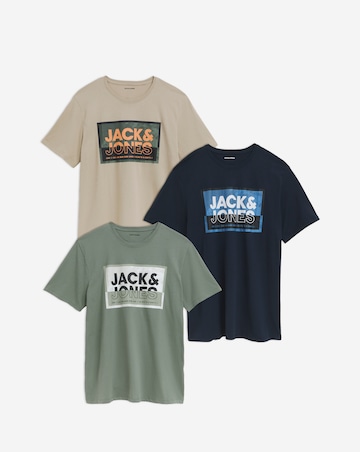 Jack & Jones Logan 3 Pack Crew Neck T-Shirt