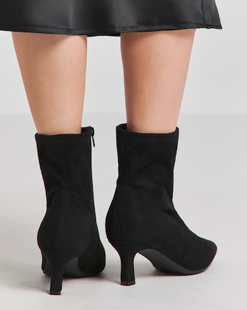 Ally Kitten Heel Sock Boot - Wide Fit (E)