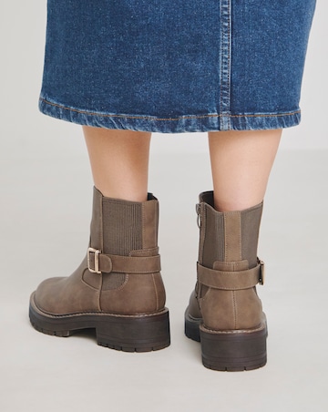 Heavenly Soles Blake Ankle Chelsea Boots with Buckle Detail - Wide Fit (E)