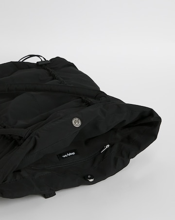 Black Ruched Detail Nylon Tote Bag