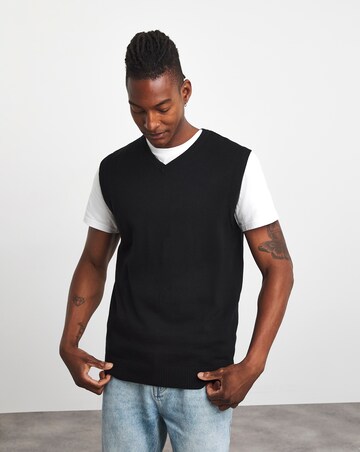 Black Knitted Cotton Sweater Vest