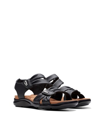 Clarks Black Kitly Ave Touch And Close Sandal -Wide Fit (E)